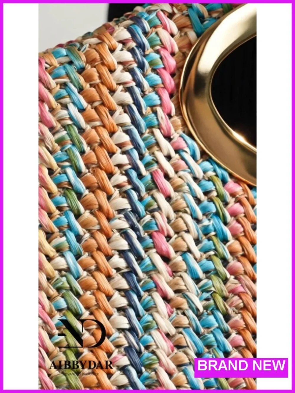 Women Straw Clutch Purse Evening Handbag Woven Ring Handle - New